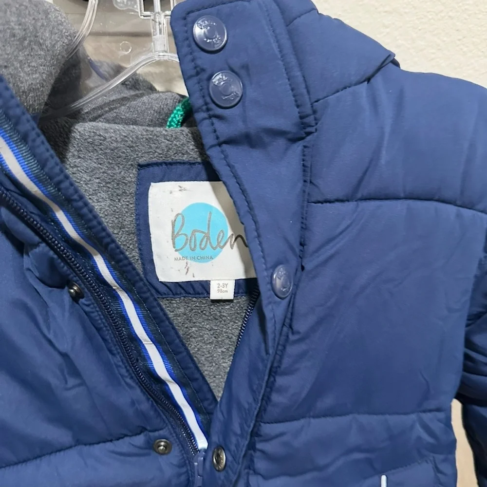 Mini‎ Boden Navy Hooded Puffer Jacket little kids 7-8
